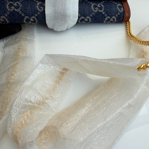 Gucci NWT Denim Jackie 1961 Monogram Wallet on Chain - Picture 12 of 13